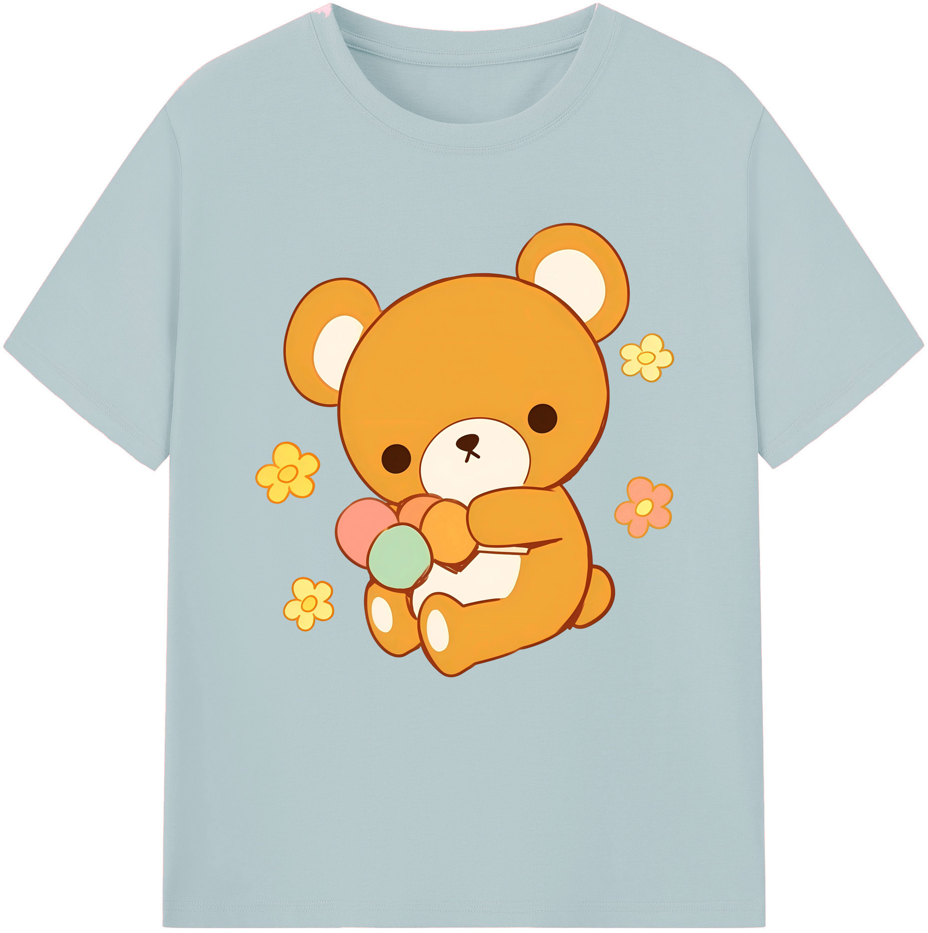 （画像用） リラックマ リラックマ キイロイトリ Rilakkuma Korilakkuma Kiiroitori 綿100％半袖Tシャツ（フロントプリント）